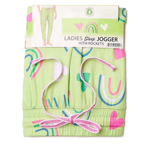 Briefly Stated Rainbow Heart Sleep Joggers with Pockets sz: M (8-10) - Picture 7 of 7